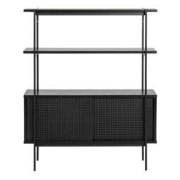 Wyld Haus Cambridge Industrial Black Mesh Bookcase 2 Shelves 2 Sliding Doors - thumbnail 3
