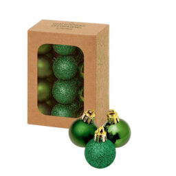Premier Decorations Limited 24 Mini Green Christmas Tree Baubles Hanging Tree Ornament Glitter Gloss Mat 3Cm