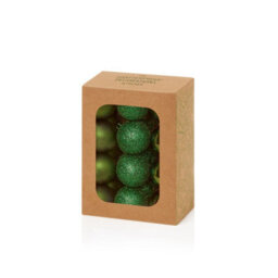 Premier Decorations Limited 24 Mini Green Christmas Tree Baubles Hanging Tree Ornament Glitter Gloss Mat 3Cm - thumbnail 2