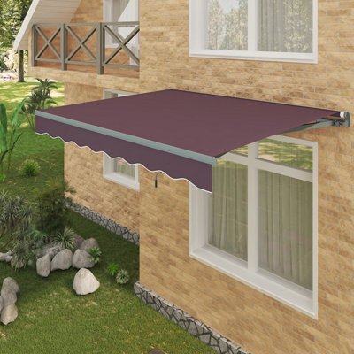 VRUC Garden Sun Shade Canopy Retractable Awning For Outdoor Patio Door Window, 2.5 X 2M  Wine Red - image 1