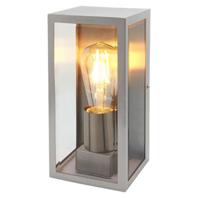 Long Life Lamps Company Rectangular Glass Outdoor Wall Light Lantern Stainless Steel Body Zlc083 - image 1