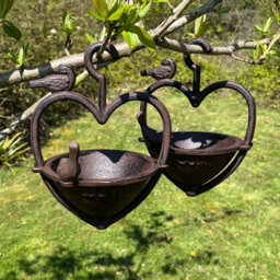 Selections Vintage Hanging Bird Seed Feeder Cast Iron Heart Shape (Set Of 2)