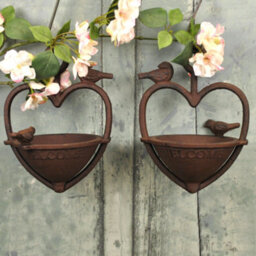 Selections Vintage Hanging Bird Seed Feeder Cast Iron Heart Shape (Set Of 2) - thumbnail 3