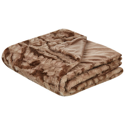 Beliani Blanket Bakira Faux Fur 150 X 200 Cm Brown - image 1