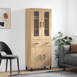 Berkfield Elegant Highboard Sonoma Oak 69.5X34X180 Cm Engineered Wood - thumbnail 2