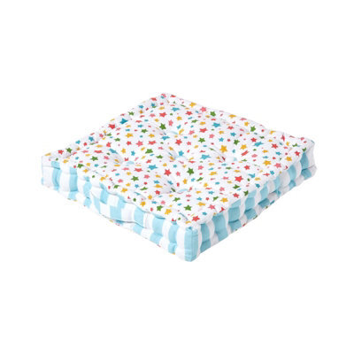 Homescapes Cotton Multi Coloured Stars Floor Cushion, 40 X 40 Cm - image 1