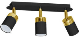 Milagro Joker Triple Spot Hand Made Ceiling Lamp In Matt Black With Luxurious Gold Detail With Slender Cylindrical Shades - thumbnail 7