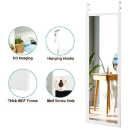 Costway 120 X 37Cm Full Length Mirror Over The Door Wall Mirror W/ Hanging Hooks - thumbnail 6