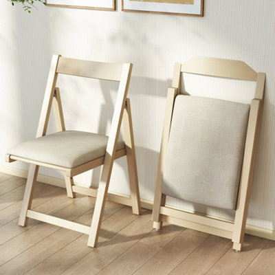 Accent Armless Kitchen Chair Foldable Dining Chair Set Of 4 Beige - image 1