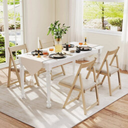 Accent Armless Kitchen Chair Foldable Dining Chair Set Of 4 Beige - thumbnail 4