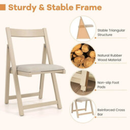 Accent Armless Kitchen Chair Foldable Dining Chair Set Of 4 Beige - thumbnail 5