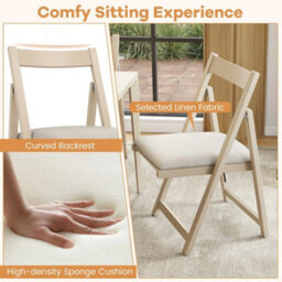 Accent Armless Kitchen Chair Foldable Dining Chair Set Of 4 Beige - thumbnail 6