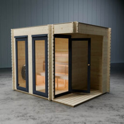 Waltons Novi Outdoor Sauna With Small Veranda, Garden Cabin, Scandinavian Sauna With Veranda, 4 Heating Options, Aspen Bench - thumbnail 3