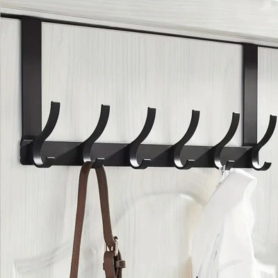 Over The Door Hanger 6 Hooks Clothes Coat Jacket Rack Towel Holder Storage Uk - image 1