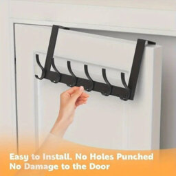 Over The Door Hanger 6 Hooks Clothes Coat Jacket Rack Towel Holder Storage Uk - thumbnail 5