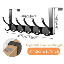 Over The Door Hanger 6 Hooks Clothes Coat Jacket Rack Towel Holder Storage Uk - thumbnail 2