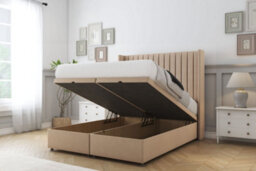 "Sloomy Marlborough Pebble Plush Ottoman Bed With Mattress With 54"" Wingback Headboard 2'6 Small Single" - thumbnail 2