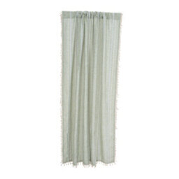 Living And Home Bohemian Light Green Faux Linen Curtain Semi Sheer Rod Pocket Window Drape With Decorative Tassels - thumbnail 4