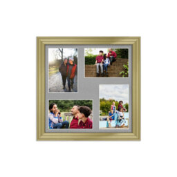 AK Frames 12X12 Gold Classic Multi Photo Frame With Silver Mount - Holds 4 Apertures (4X) 6X4 Photos - thumbnail 1