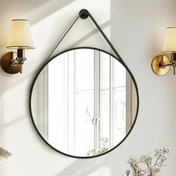 Artloge 60Cm Hanging Circle Mirror Wall Decor Aluminum Frame Round Mirrors Bathroom Bedroom, Black - thumbnail 1