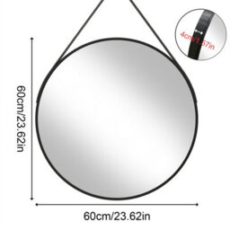 Artloge 60Cm Hanging Circle Mirror Wall Decor Aluminum Frame Round Mirrors Bathroom Bedroom, Black - thumbnail 2