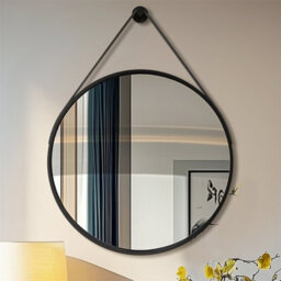 Artloge 60Cm Hanging Circle Mirror Wall Decor Aluminum Frame Round Mirrors Bathroom Bedroom, Black - thumbnail 8