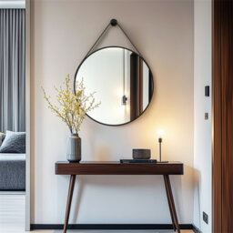 Artloge 60Cm Hanging Circle Mirror Wall Decor Aluminum Frame Round Mirrors Bathroom Bedroom, Black - thumbnail 7