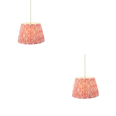 Loops Chic 2 Pack Hanging Ceiling Pendant Lights With Coral Pink Shades And Brass Finish - image 1
