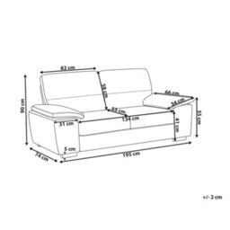 Beliani Sofa 3 Seater Vogar Fabric Light Brown - thumbnail 3