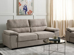 Beliani Sofa 3 Seater Vogar Fabric Light Brown - thumbnail 2