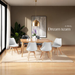 Tectake Set Of 2 Dining Chair Frederikke With Padded Seat, Ergonomic Shape, And Wooden Legs  - White - thumbnail 8