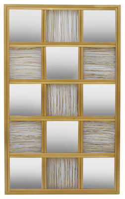 Orsina Stylish Wall Mirror, Wall Mirror With Check Design In Gold Finish ,chic Wall Mirror For Modern Home Decor - image 1