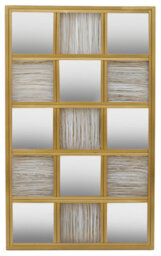 Orsina Stylish Wall Mirror, Wall Mirror With Check Design In Gold Finish ,chic Wall Mirror For Modern Home Decor - thumbnail 1