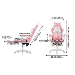 Living And Home Ergonomic High Back White Pink Qute Gaming Chair With Footrest - thumbnail 6