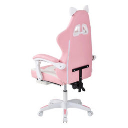 Living And Home Ergonomic High Back White Pink Qute Gaming Chair With Footrest - thumbnail 5