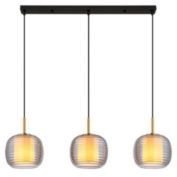 Luminosa Lighting Luminosa Lampigna Bar Pendant Ceiling Light Matt Black Smoke Glass Shade 3X E27 - thumbnail 3