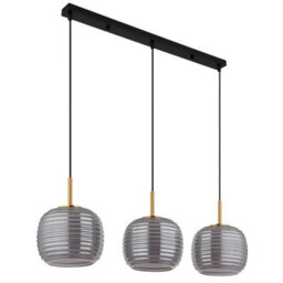 Luminosa Lighting Luminosa Lampigna Bar Pendant Ceiling Light Matt Black Smoke Glass Shade 3X E27 - thumbnail 2