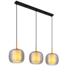 Luminosa Lighting Luminosa Lampigna Bar Pendant Ceiling Light Matt Black Smoke Glass Shade 3X E27 - thumbnail 1