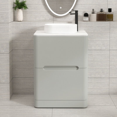 Royal Bathrooms Venice 600mm Dove Grey Freestanding Bathroom Countertop Vanity Unit 2 Drawer With Lyon Basin - image 1