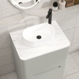 Royal Bathrooms Venice 600mm Dove Grey Freestanding Bathroom Countertop Vanity Unit 2 Drawer With Lyon Basin - thumbnail 6