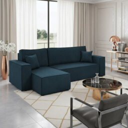 Karl Sofa Bed With Sleeping Function And Bedding Storage Chipboard Frame Wave Springs 244X145X83 Cm Universal Side Blue