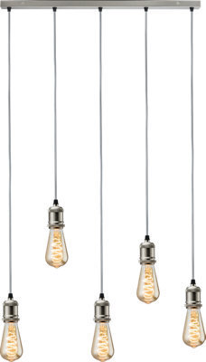 Luminosa Lighting Luminosa Knightsbridge Calla - 230V E27 Vintage 5 Light Bar Pendant - Brushed Chrome - Calvi5Bbc - image 1
