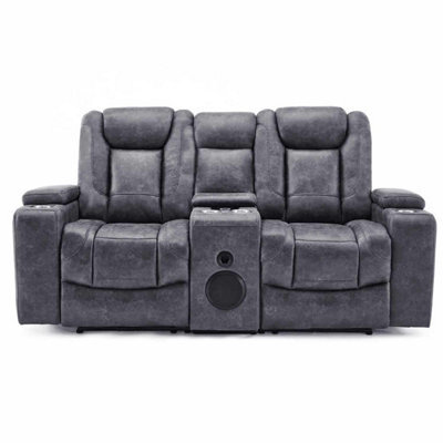 Furnishings For Less UK Juniper Electric Recliner 2 Seater With Usb Cup Holders Grey - image 1