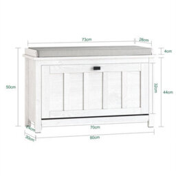 Sobuy Fsr161-W, Hallway Shoe Bench Shoe Rack Shoe Cabinet With Flip-Drawer And Seat Cushion,white,w80Xd30Xh50 - thumbnail 3