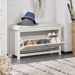 Sobuy Fsr161-W, Hallway Shoe Bench Shoe Rack Shoe Cabinet With Flip-Drawer And Seat Cushion,white,w80Xd30Xh50 - thumbnail 2