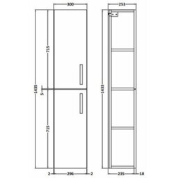 Nuie Athena 300mm Tall Bathroom Cabinet, Gloss & Matt Woodgrain, Double Door With Soft-Close - thumbnail 4