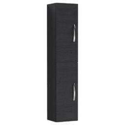 Nuie Athena 300mm Tall Bathroom Cabinet, Gloss & Matt Woodgrain, Double Door With Soft-Close