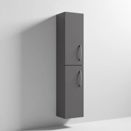 Nuie Athena 300mm Tall Bathroom Cabinet, Gloss & Matt Woodgrain, Double Door With Soft-Close - thumbnail 2