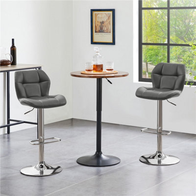 Yaheetech Adjustable Pu Leather Bar Stool With Backrest - Grey - image 1