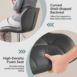 Yaheetech Adjustable Pu Leather Bar Stool With Backrest  - Grey - thumbnail 5